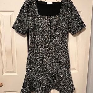 Sandro Black and Gray Tweed Mini Dress